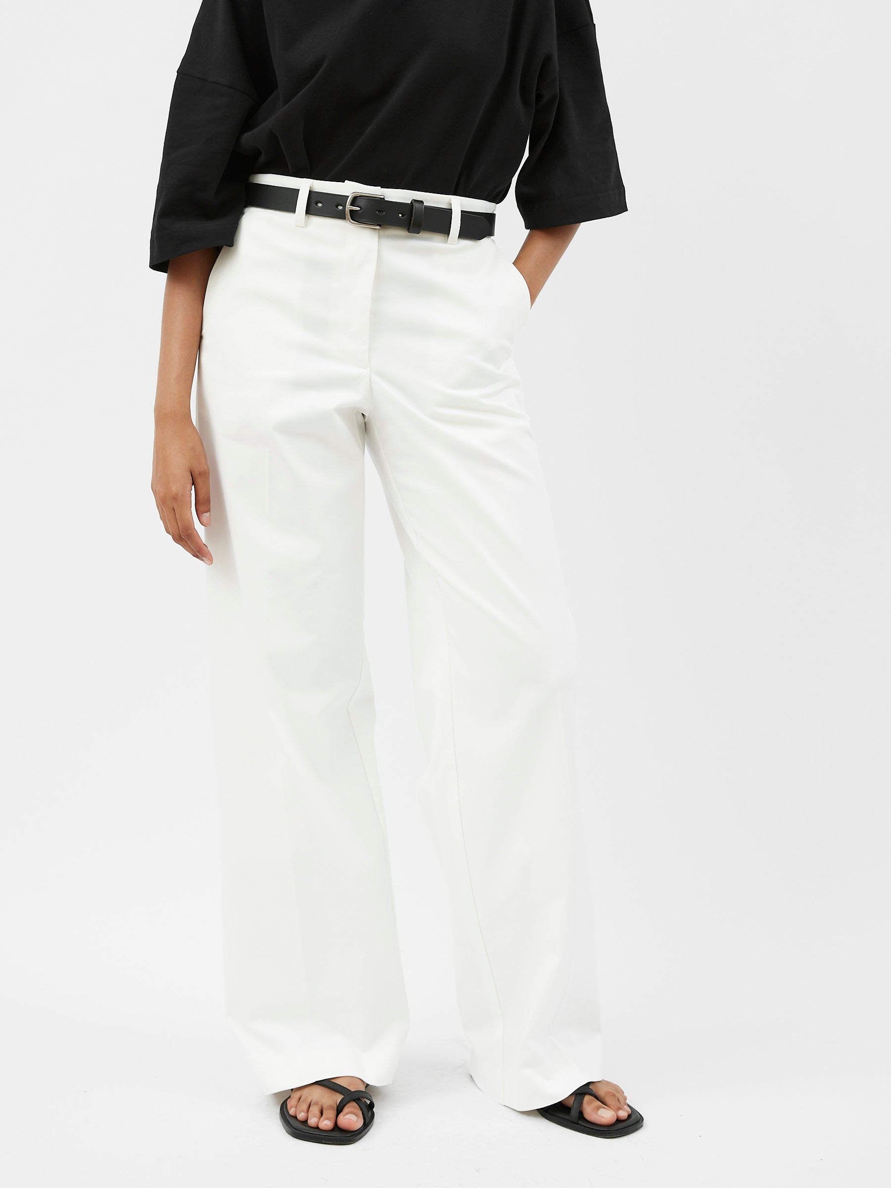 Matteau | Straight Twill Trouser in White Chalk | The UNDONE