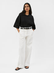 Matteau | Straight Twill Trouser in White Chalk | The UNDONE