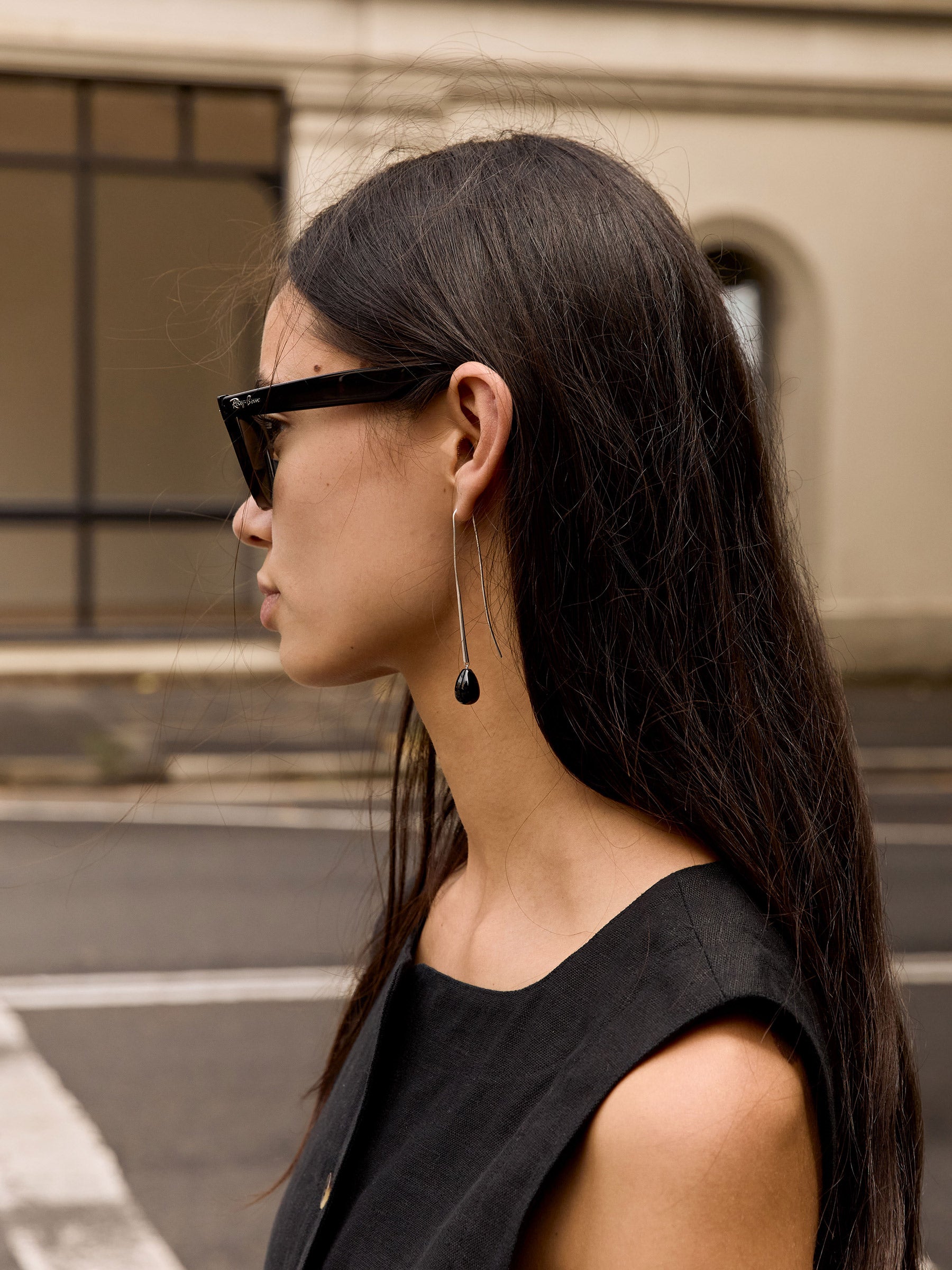 Nina Gordon | Cusp Onyx Earrings in Sterling Silver | The UNDONE