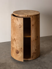 Rachel Donath Vernier Round Side Table in Burlwood at TheUNDONE