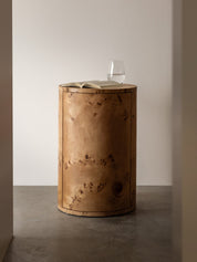 Rachel Donath Vernier Round Side Table in Burlwood at TheUNDONE