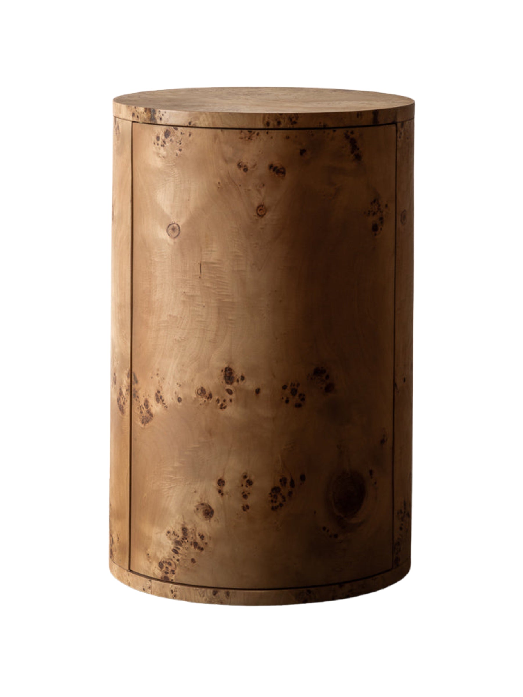 Rachel Donath Vernier Round Side Table in Burlwood at TheUNDONE