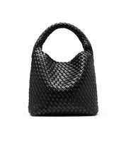 Rylan | Alt-Leather Woven Small Tote in Black | The UNDONE