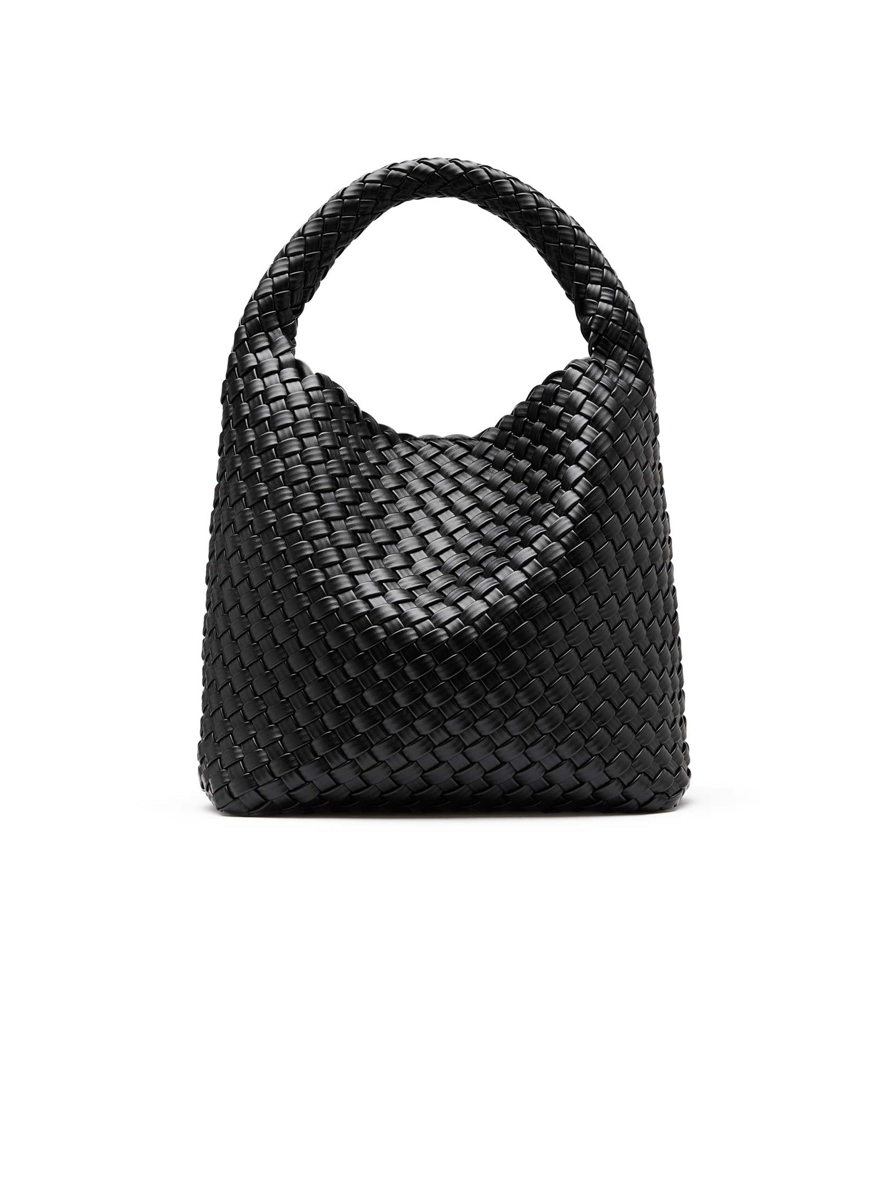 Rylan | Alt-Leather Woven Small Tote in Black | The UNDONE