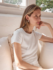 Rylan | Curved Ribbed Hoop Earrings in Silver | The UNDONE