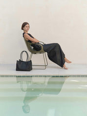 Rylan | 7.44 Large Tote in Black Soft Grained Leather | The UNDONE