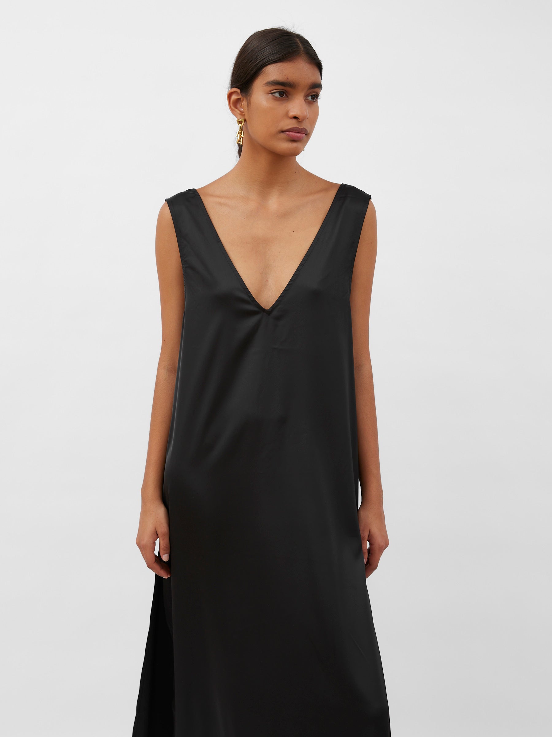 Solaqua | Allegra Silk Dress in Black Noir | The UNDONE