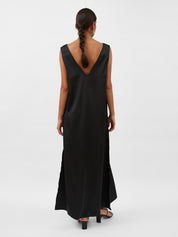 Solaqua | Allegra Silk Dress in Black Noir | The UNDONE