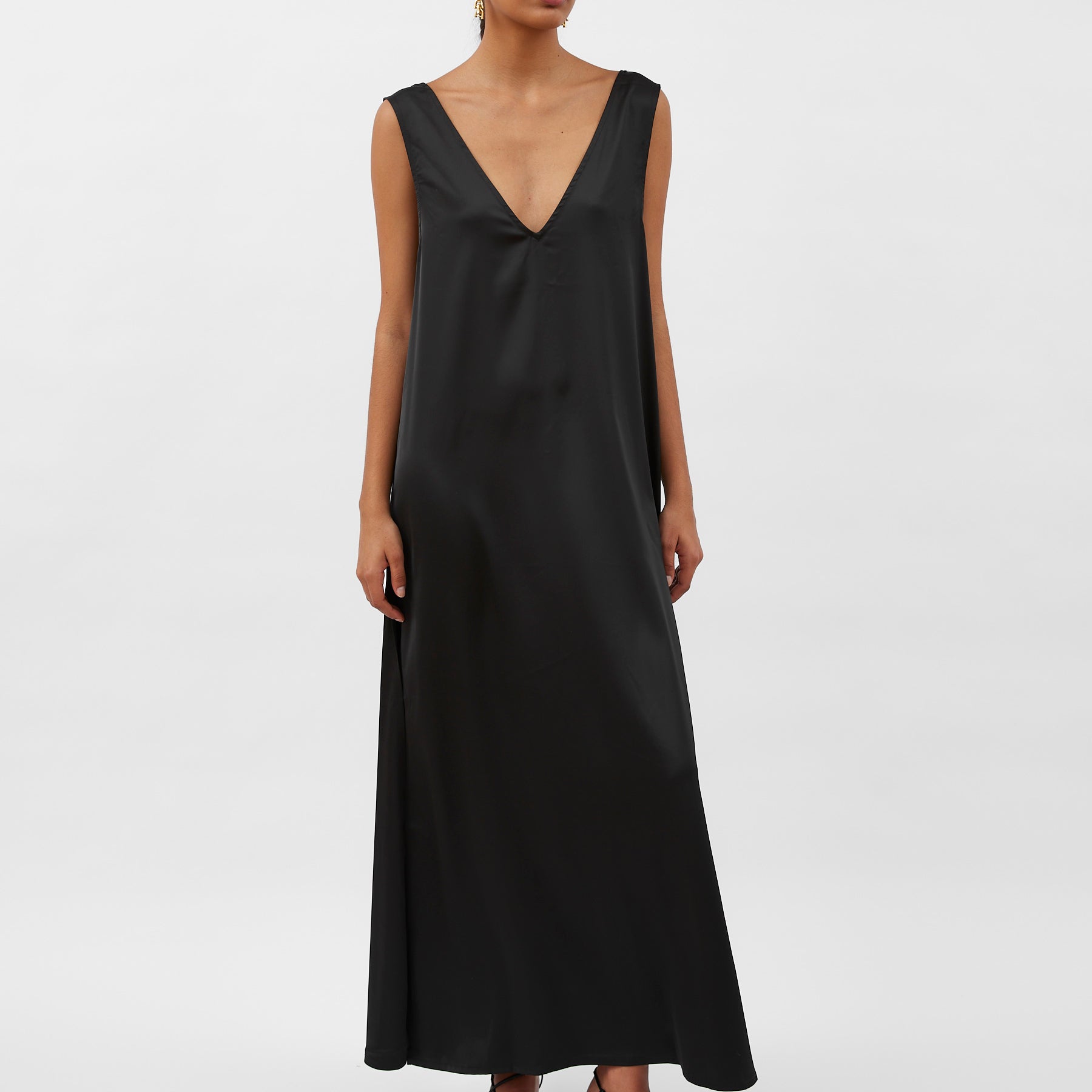 Solaqua | Allegra Silk Dress in Black Noir | The UNDONE