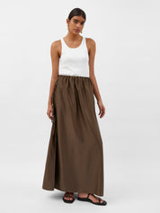 Solaqua | Lucia Tie Up Silk Skirt in Tobacco Brown | The UNDONE