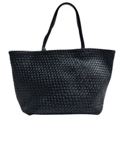 St. Agni | Large Woven Trapeze Bag in Black | The UNDONE