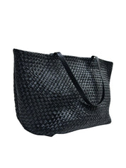 St. Agni | Large Woven Trapeze Bag in Black | The UNDONE