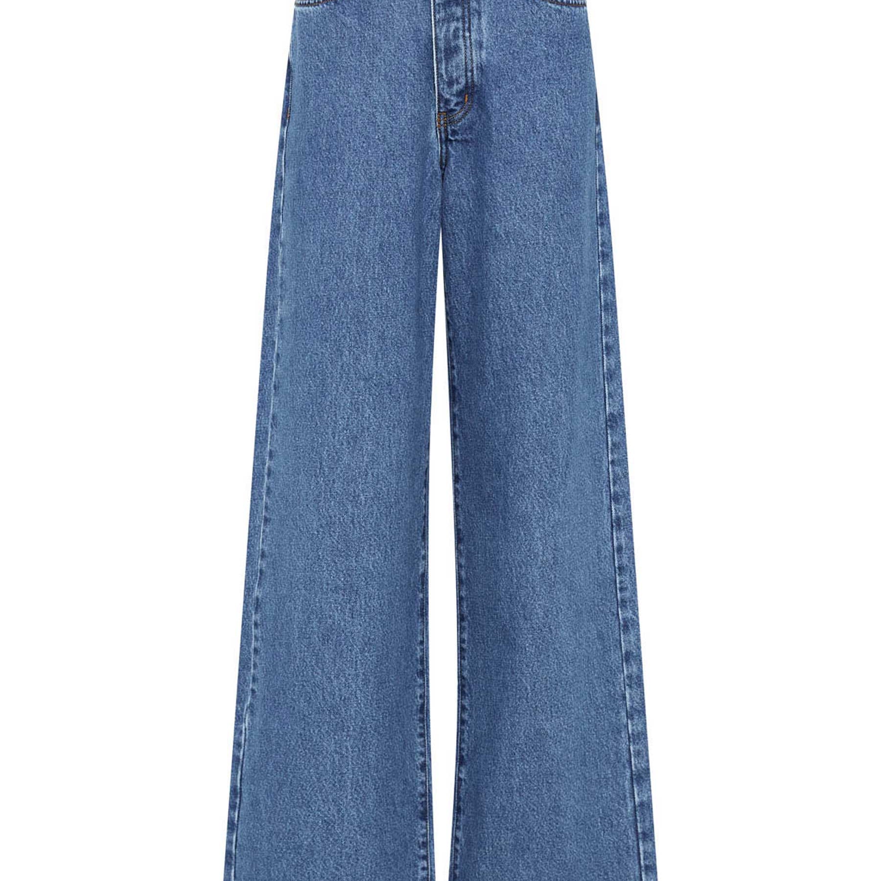 St. Agni | Mid Rise Wide Leg Jean in Denim Blue | The UNDONE