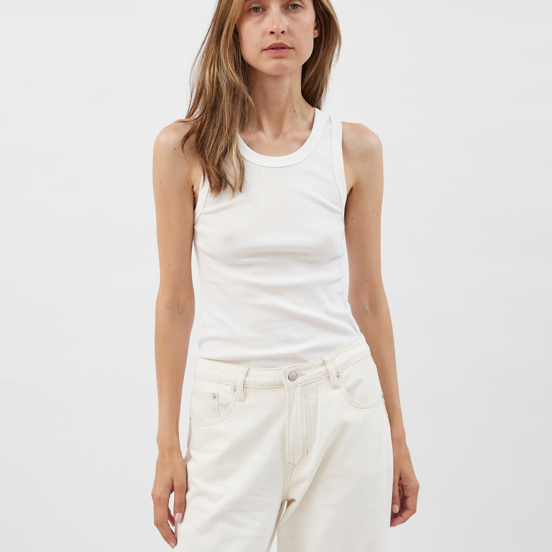 St. Agni | Organic Cotton Singlet in White | The UNDONE
