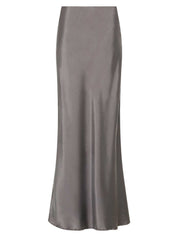 St. Agni | Soft Silk Maxi Skirt in Pewter Grey | The UNDONE