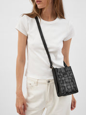 St. Agni | Woven Boxy Sling Pouch in Black | The UNDONE