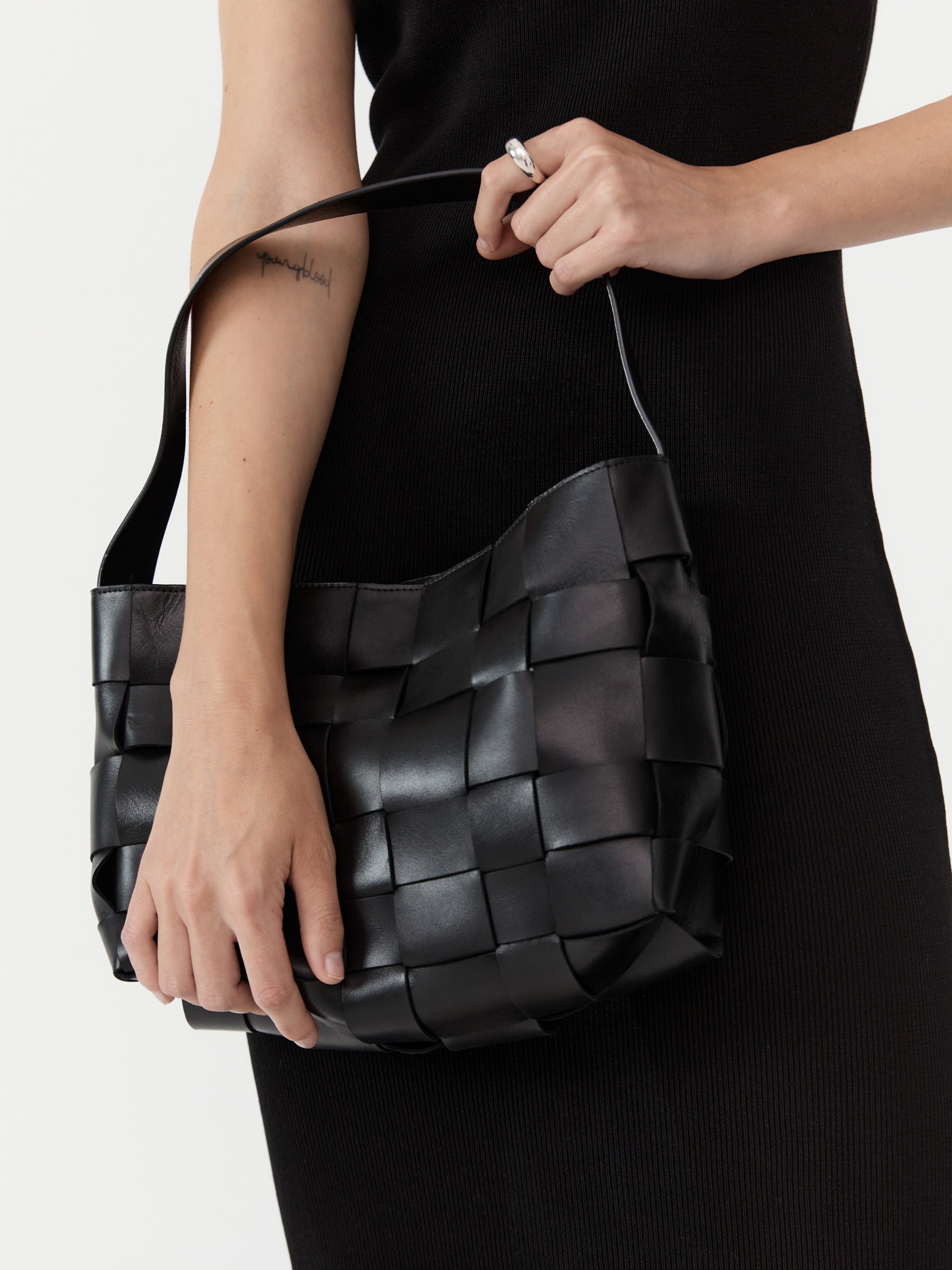 Agni Woven Mini Tote in Black The UNDONE