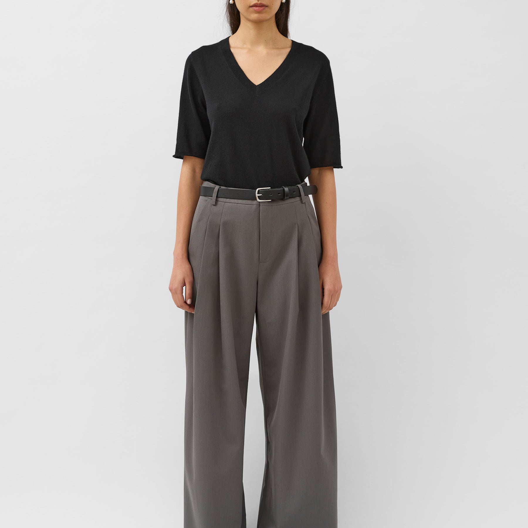 St. Agni | Homme Pleat Pants in Pewter Grey | The UNDONE