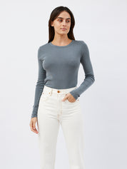 St. Agni | Organic Cotton Long Sleeve Top in Deisel Grey | The UNDONE