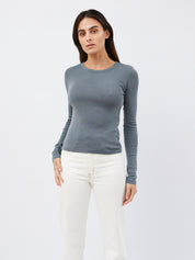 St. Agni | Organic Cotton Long Sleeve Top in Deisel Grey | The UNDONE