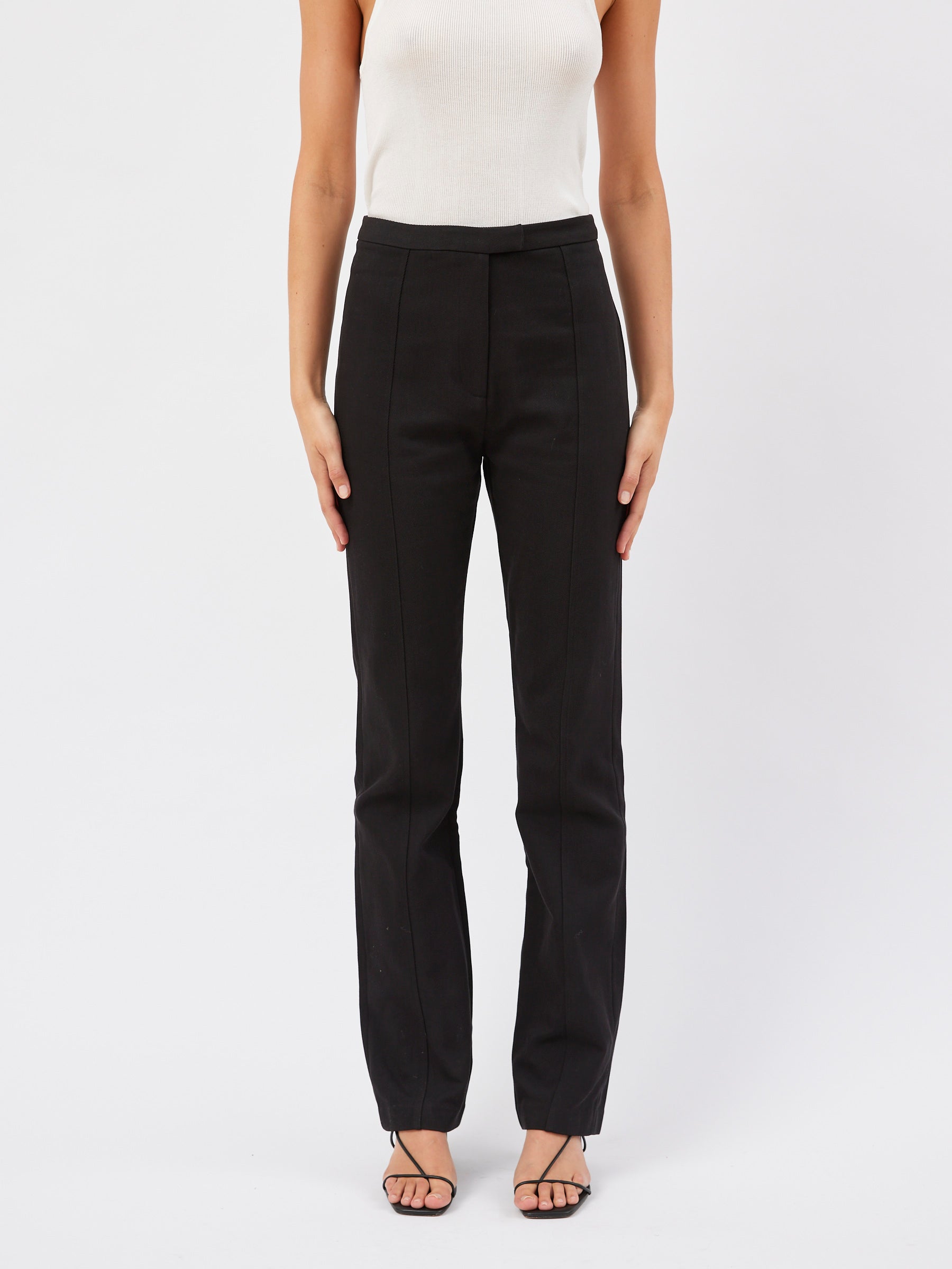 St. Agni | Slim Panelled Trousers in Black | The UNDONE