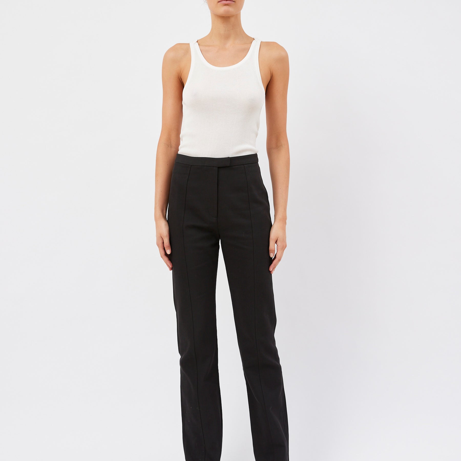 St. Agni | Slim Panelled Trousers in Black | The UNDONE