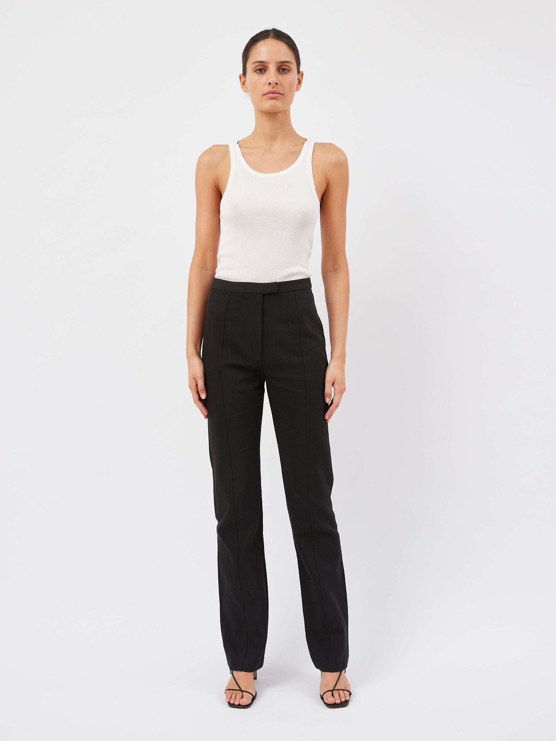 St. Agni | Slim Panelled Trousers in Black | The UNDONE