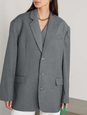 The Frankie Shop | Gelso Oversized Tencel Lyocell-Blend Blazer in Dark Gray | The UNDONE