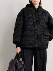 The Frankie Shop | Quilted Padded Ripstop Jacket in Black | The UNDONE