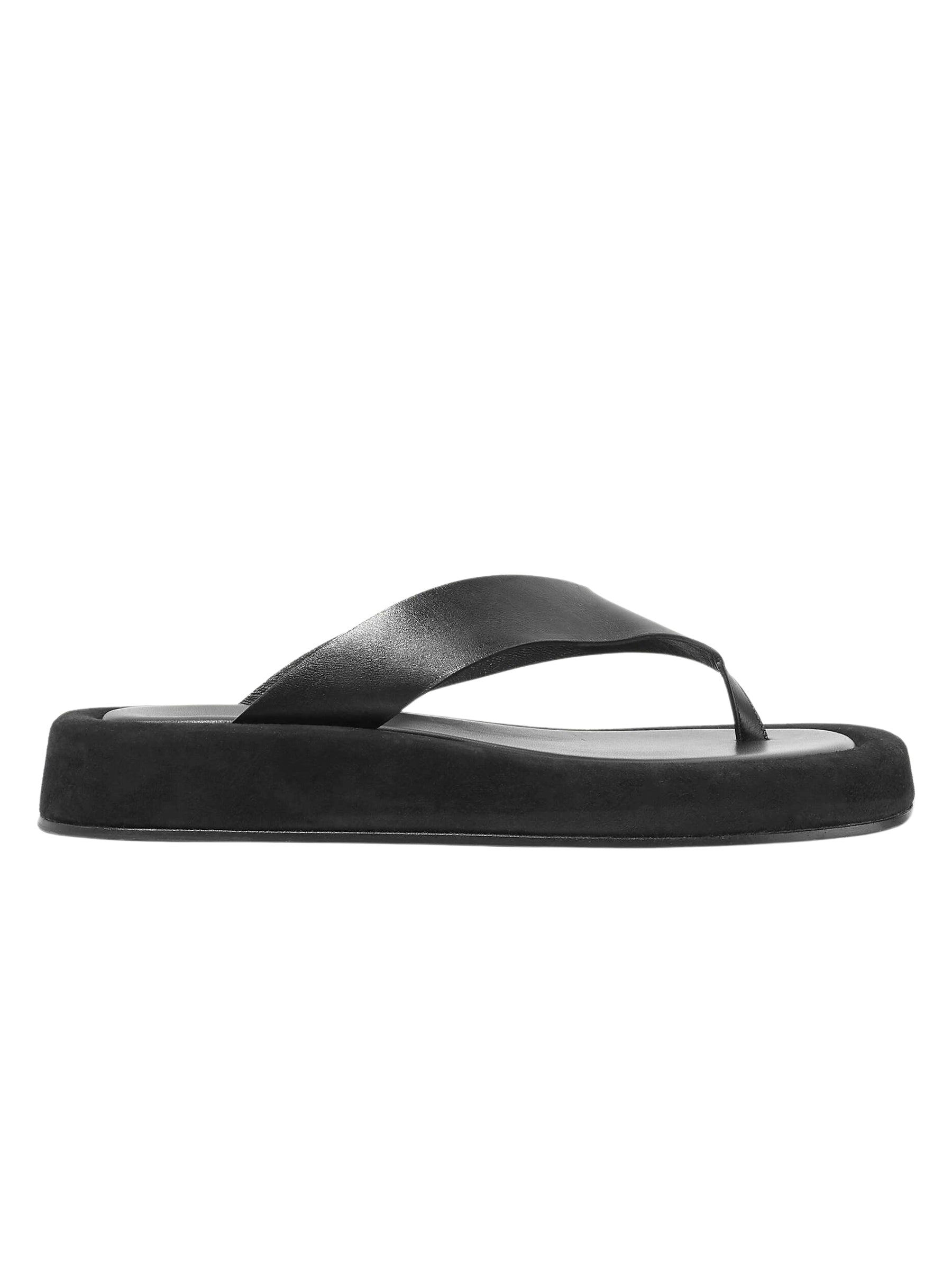 The Row | Ginza Platform Flip Flops in Black and Suede | The UNDONE