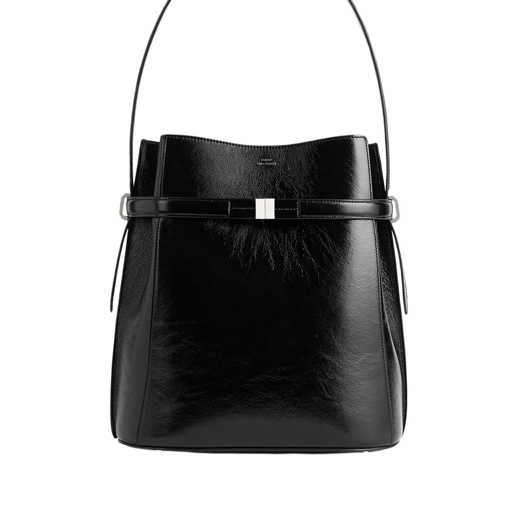 TOTEME | Belted Naplack Bucket Bag in Black | The UNDONE