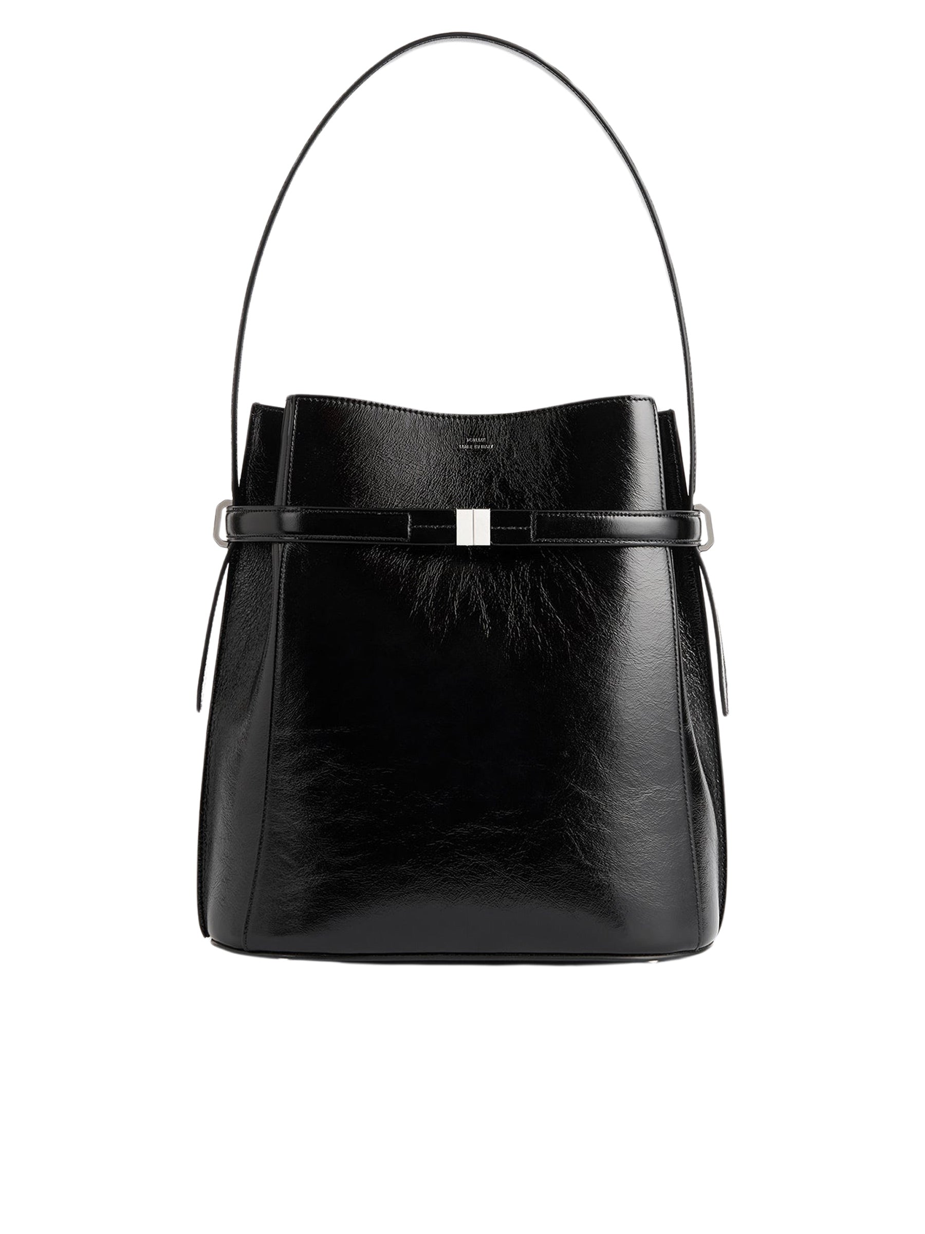 TOTEME | Belted Naplack Bucket Bag in Black | The UNDONE