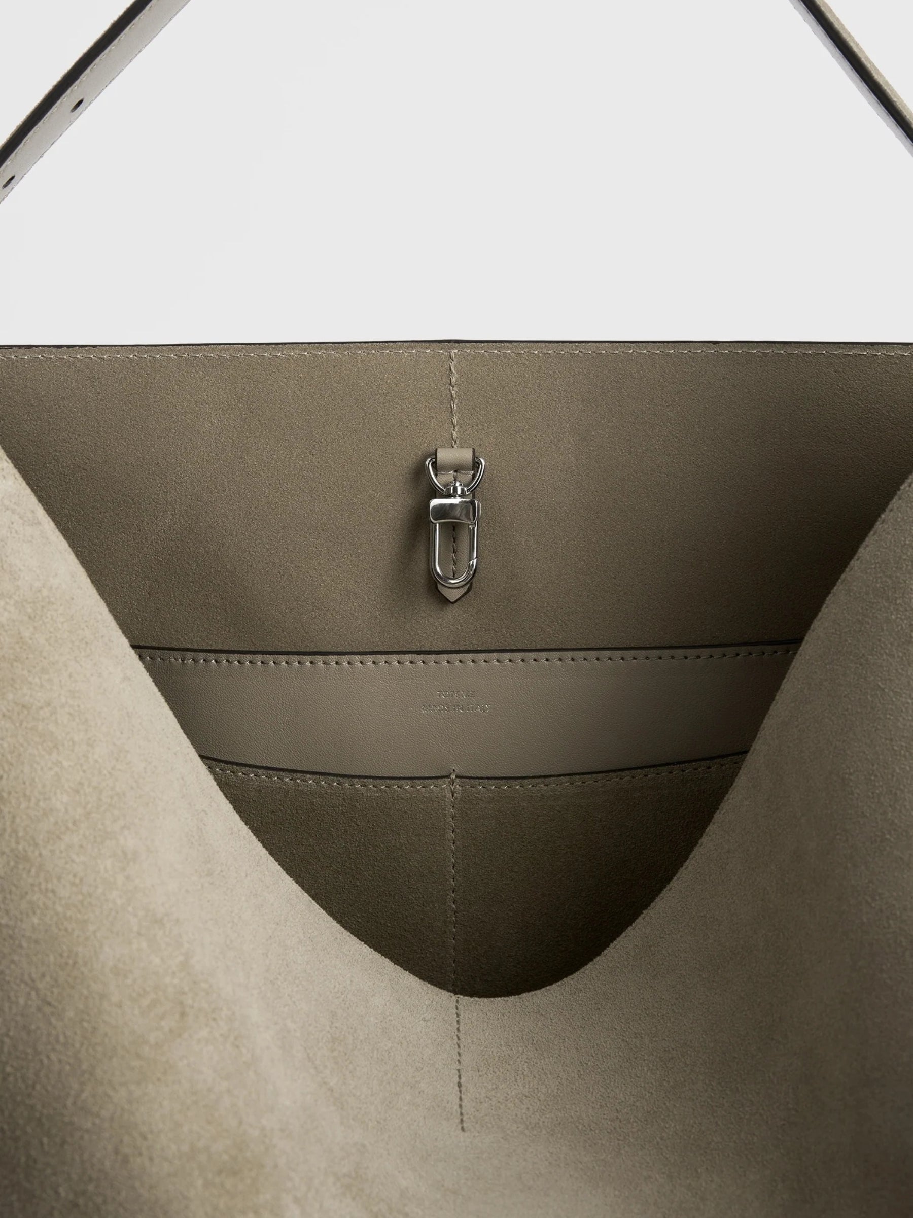 Toteme Belted Suede Tote Bag in Desert Beige | TheUNDONE