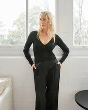 Matteau | Button Up Cardigan in Black | The UNDONE