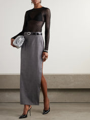 WARDROBE.NYC | Flocked Stretch-Tulle Bodysuit in Black | The UNDONE