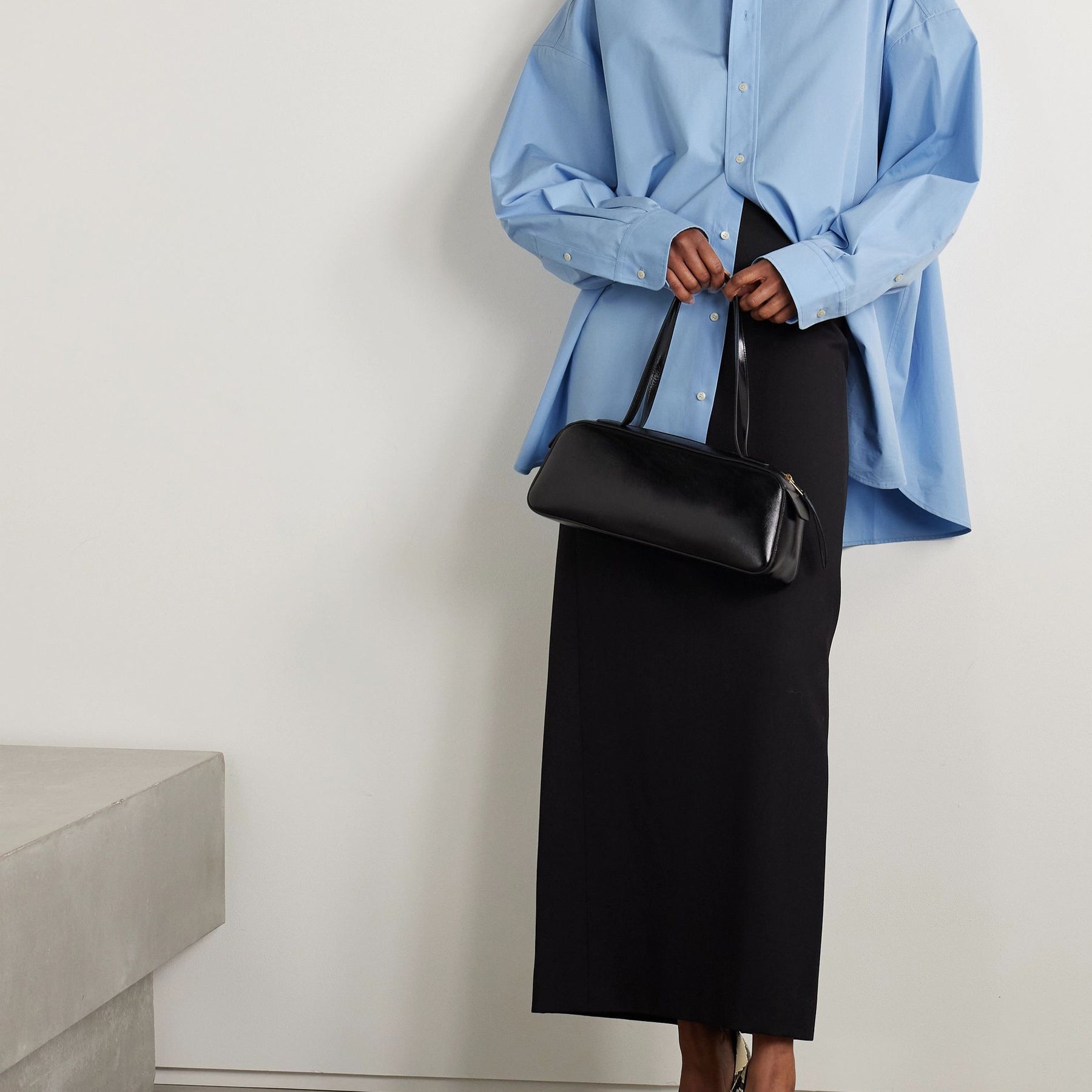 WARDROBE.NYC | Oversized Cotton-Poplin Mini Shirt Dress in Blue | The UNDONE