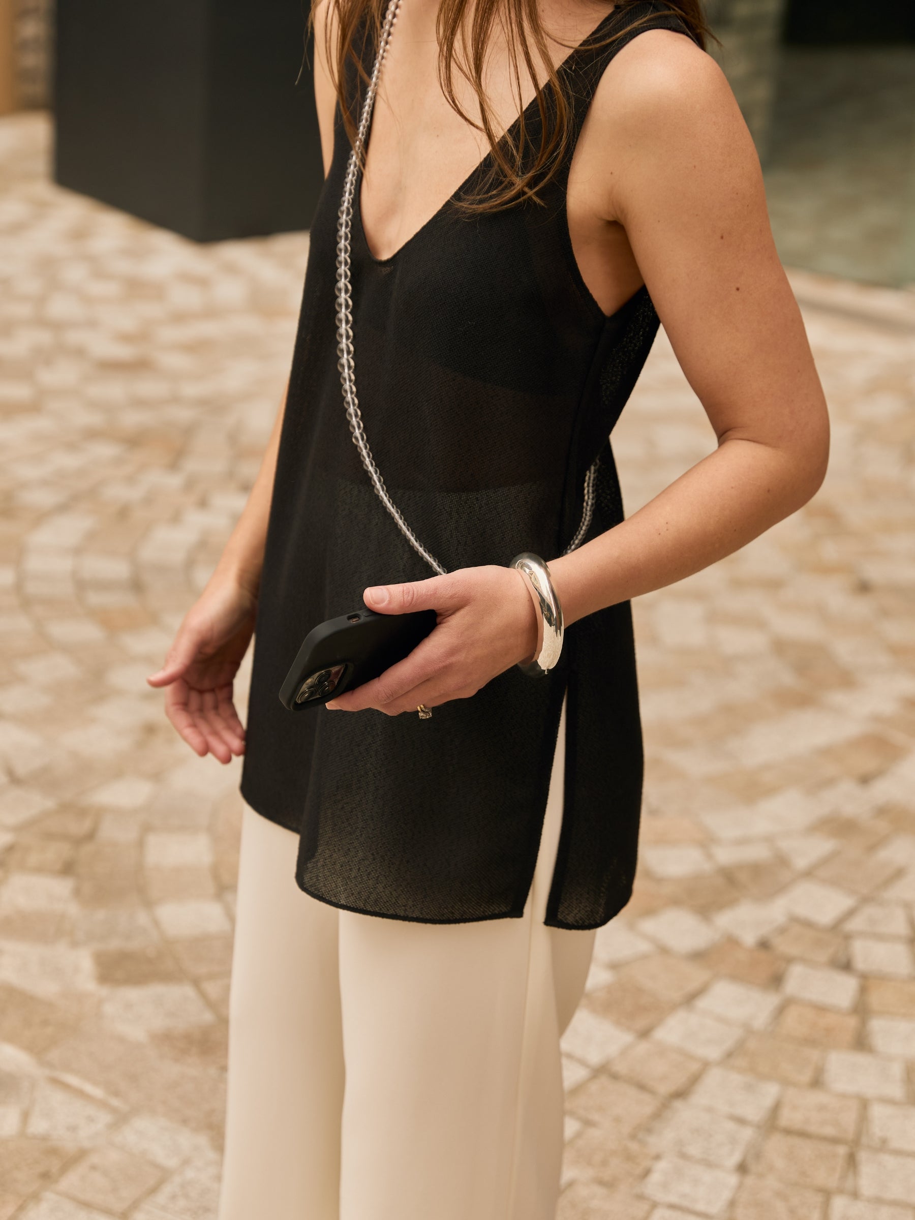 Etti Clear Glass Beaded Phone Strap - Functional Jewellery | The UNDONE