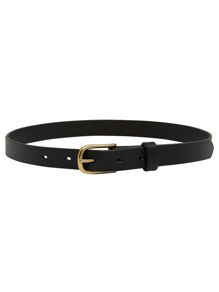 SAINT, Classic Leather Belt Black with Brass Buckle