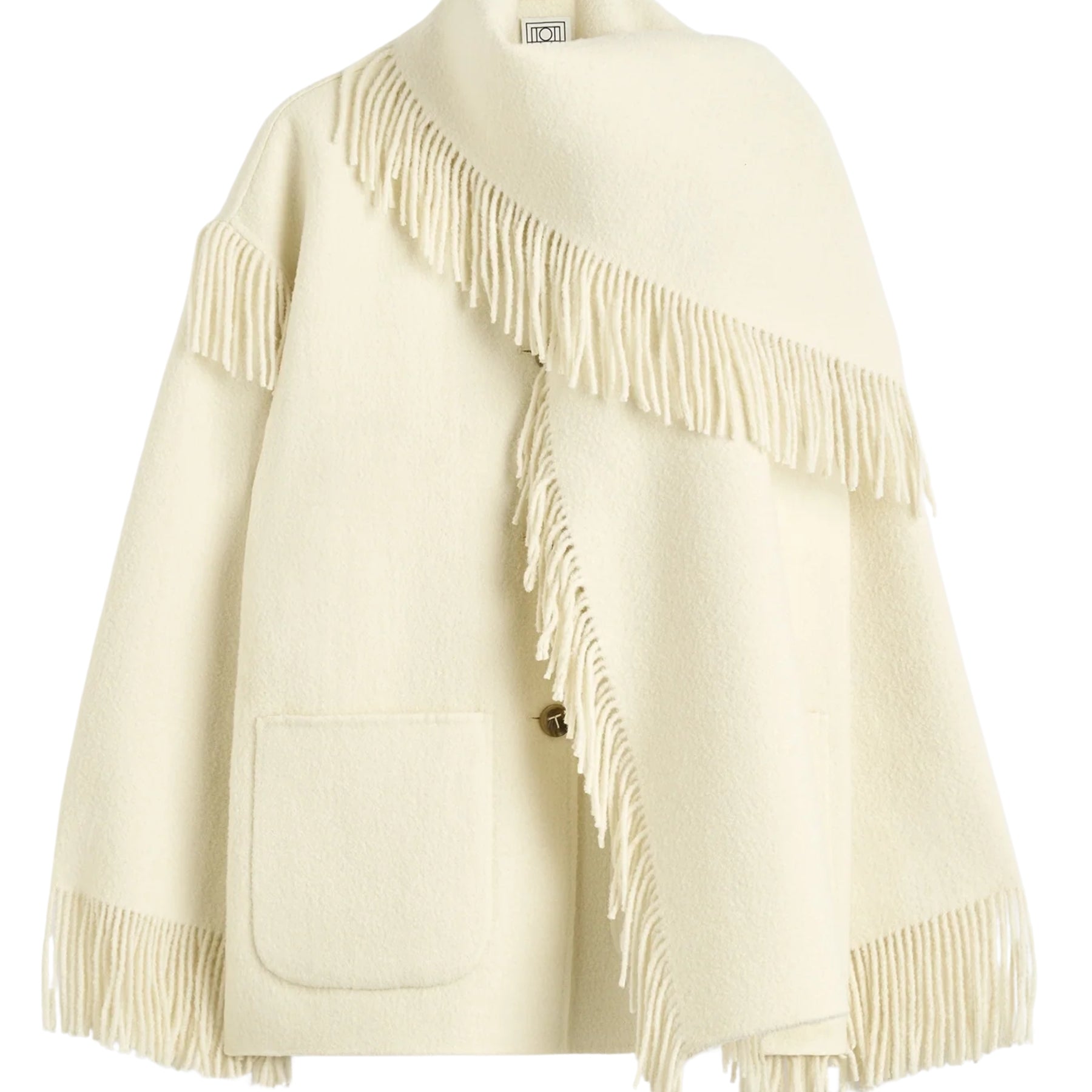 TOTEME | Fringed scarf jacket winter white