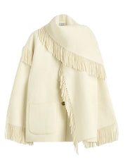 TOTEME | Fringed scarf jacket winter white