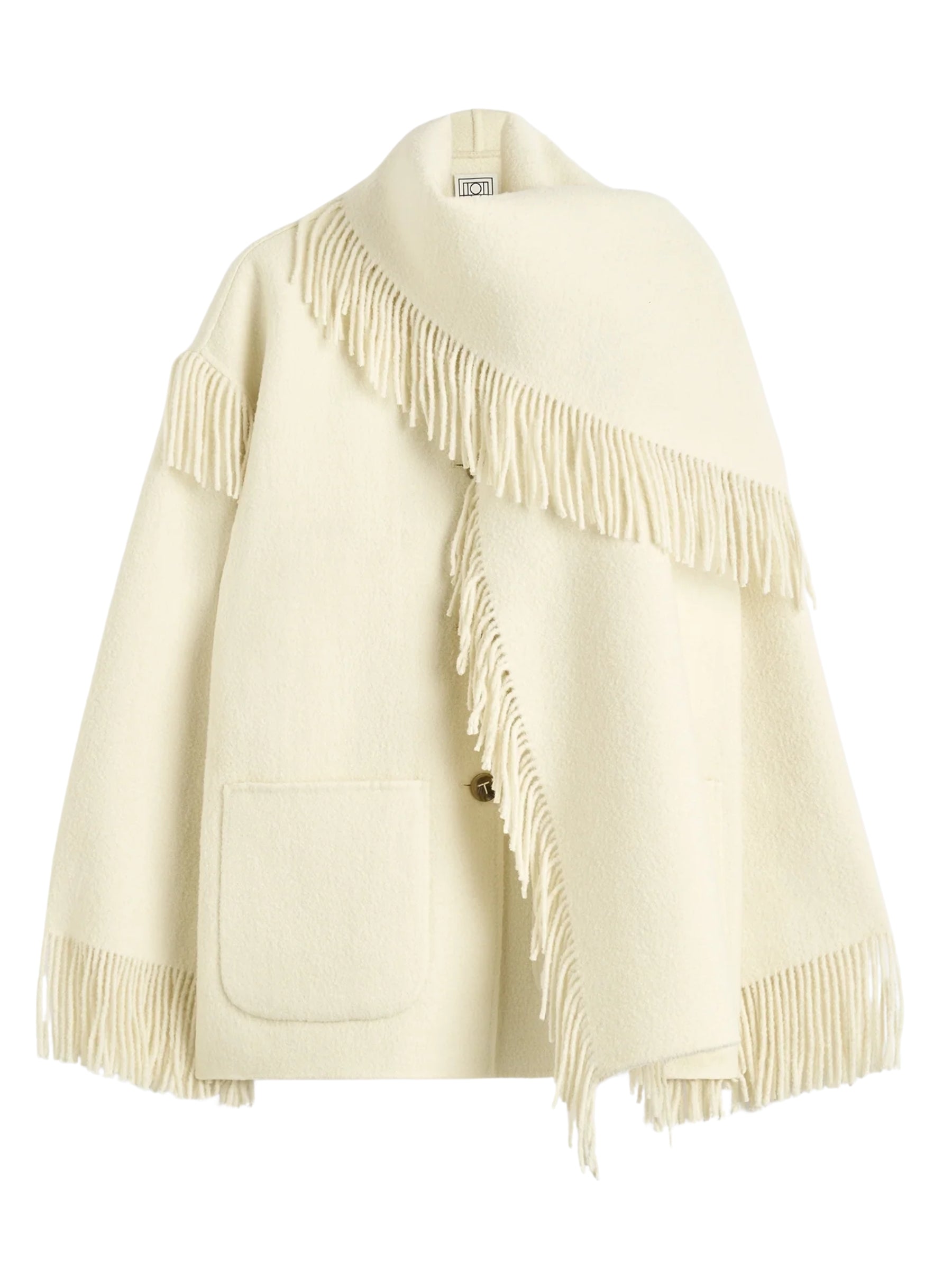 TOTEME | Fringed scarf jacket winter white