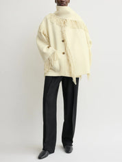 TOTEME | Fringed scarf jacket winter white