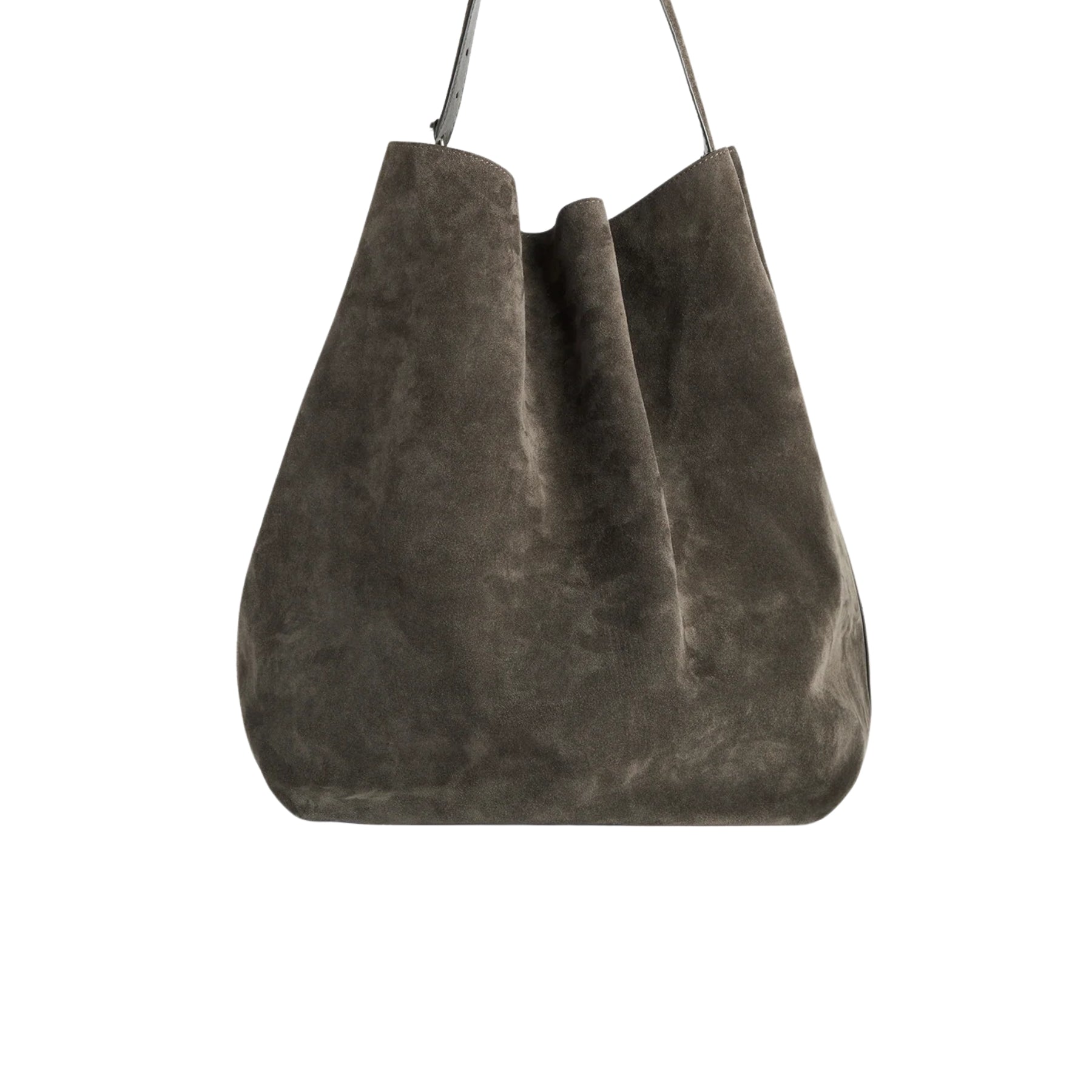 Toteme Belted Suede Tote Bag in Granite | The UNDONE