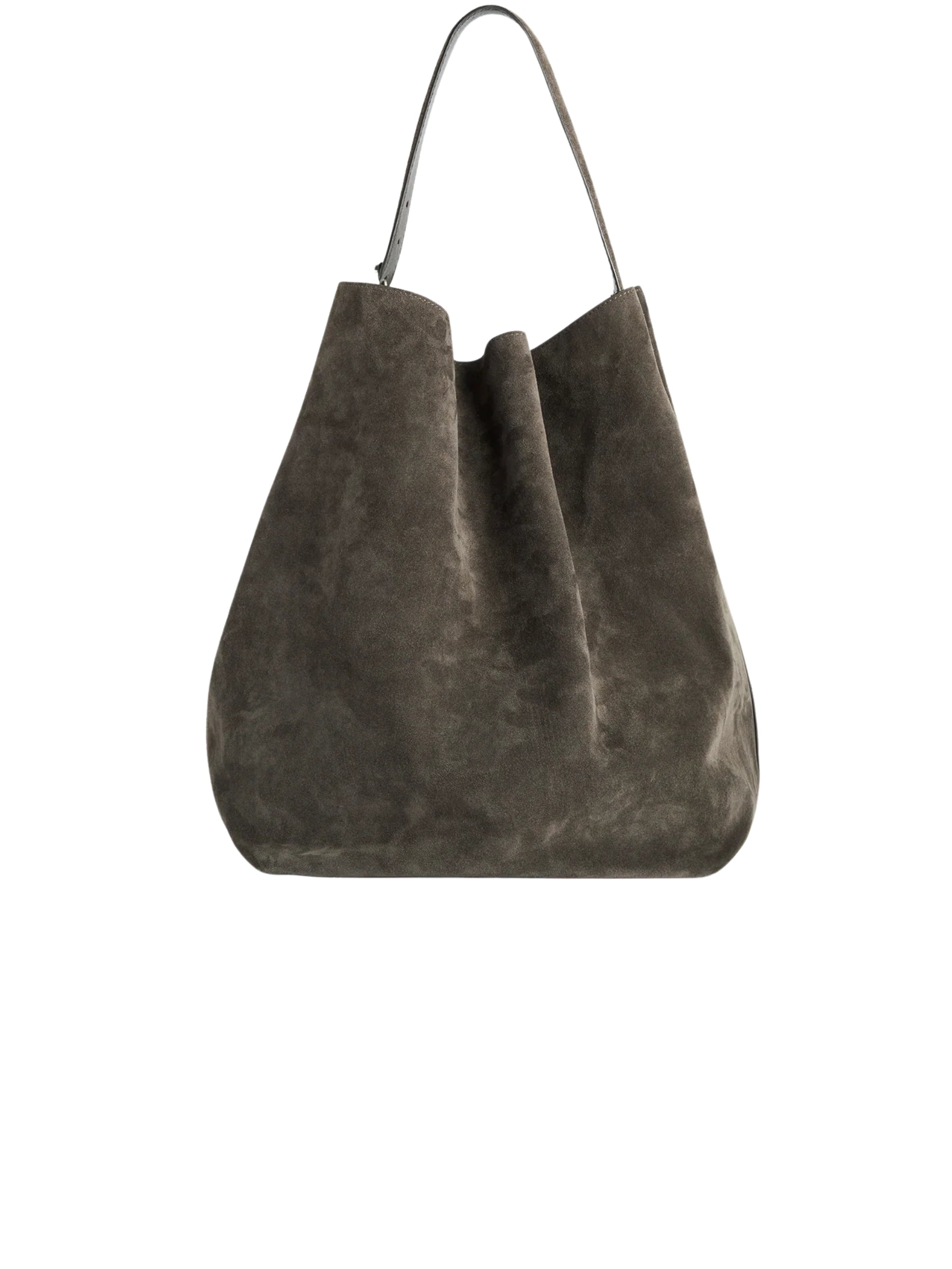 Toteme Belted Suede Tote Bag in Granite | The UNDONE