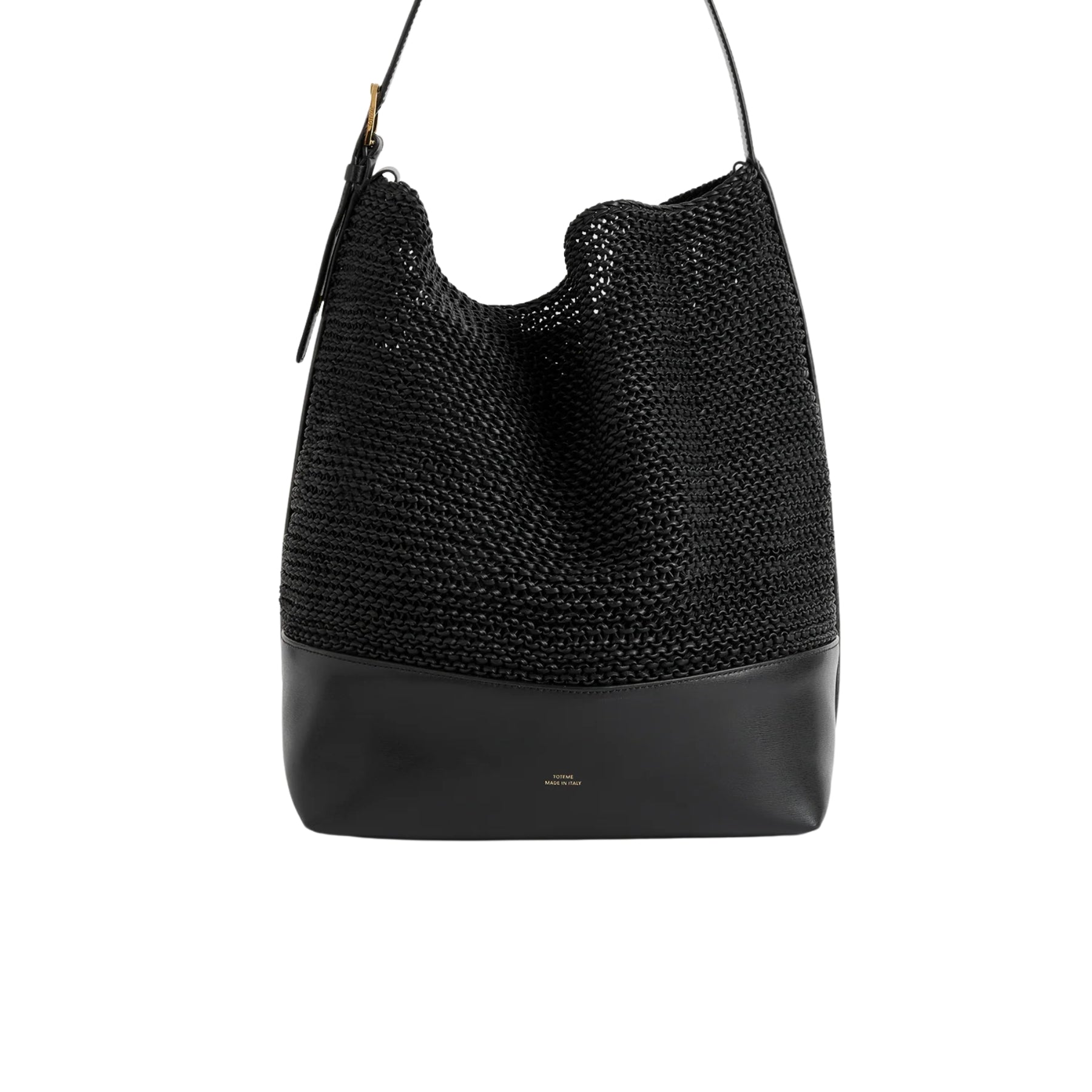 Toteme Belted woven-leather tote black