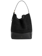 Toteme Belted woven-leather tote black