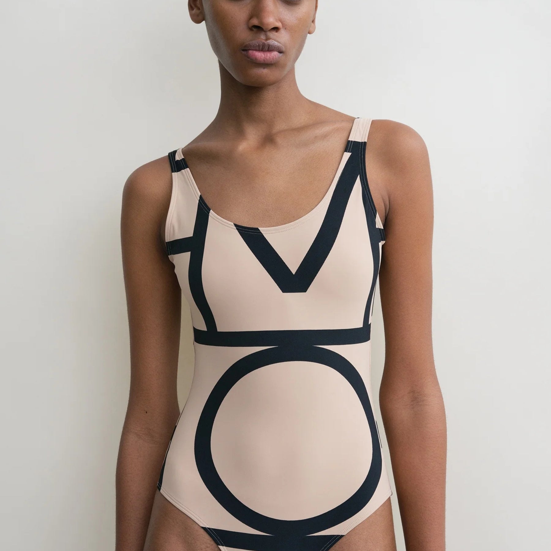 Monogram Swimsuit in Beige and Black | TOTEME