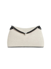 T-Lock canvas clutch in Ecru and Black | Toteme