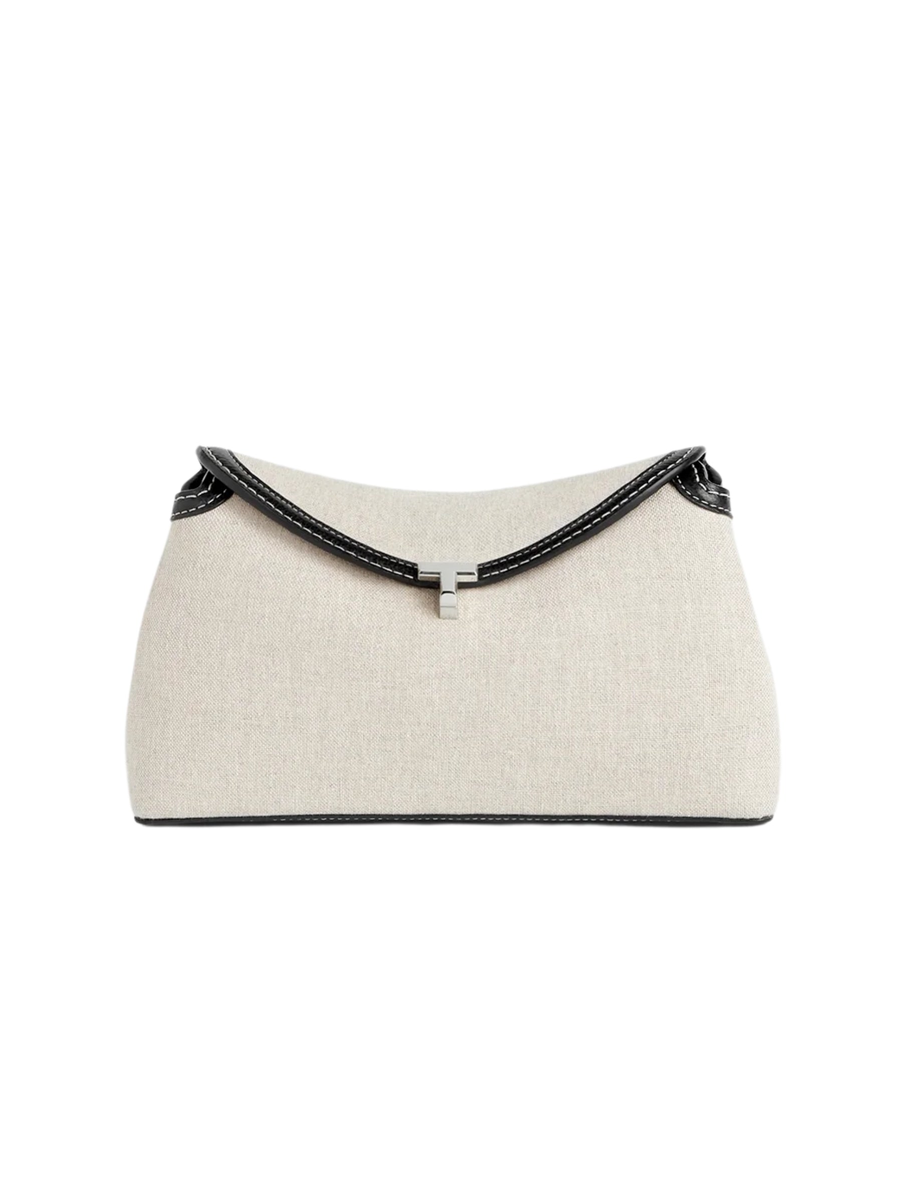 T-Lock canvas clutch in Ecru and Black | Toteme