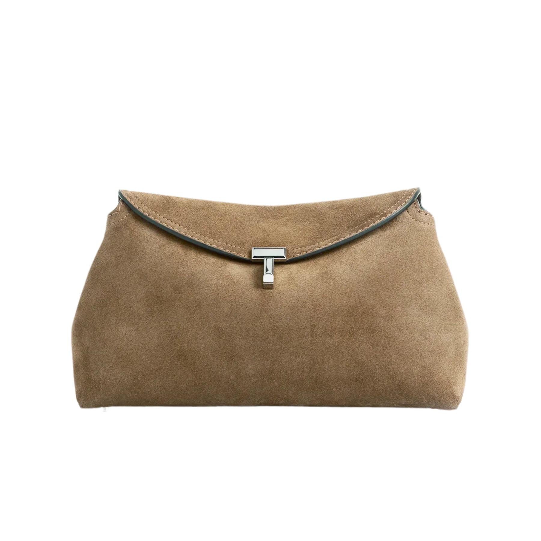 T-Lock suede clutch in Tobacco | Toteme